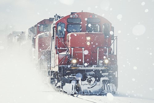Locomotive in the snow